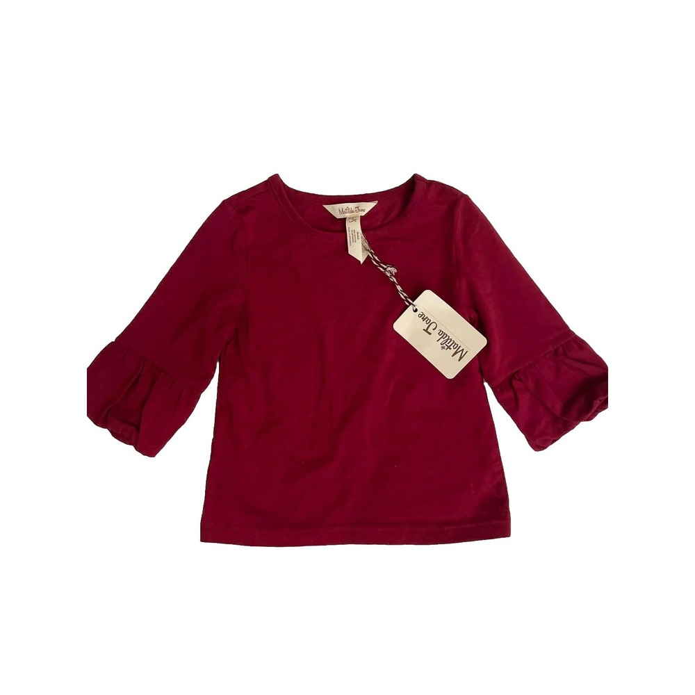 Matilda Jane Girls Size 2 Perfectly Paired Puffer Tee Burgundy Maroon New